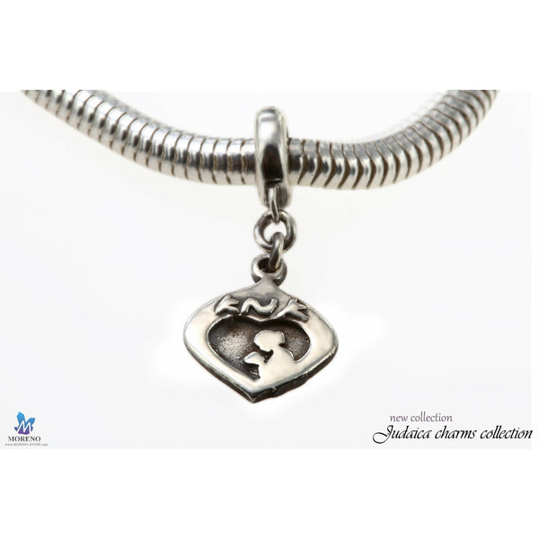 צ'ארם לב אמא מכסף אמיתי 925