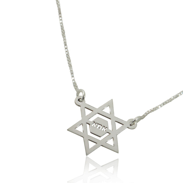 שרשרת ותליון מגן דוד בכיתוב אמא