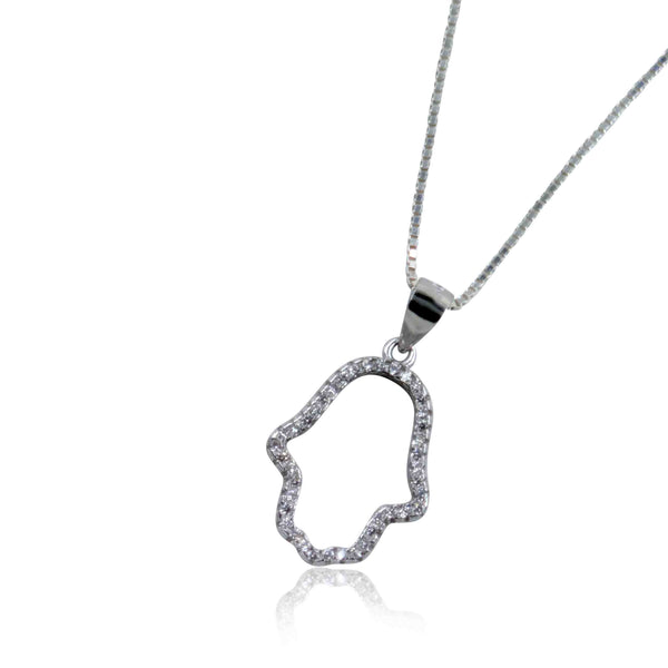 שרשרת חמסה עדינה בשיבוץ אבני זירקוניה