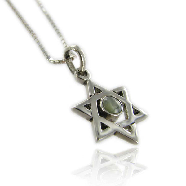 שרשרת מגן דוד מכסף עין החתול