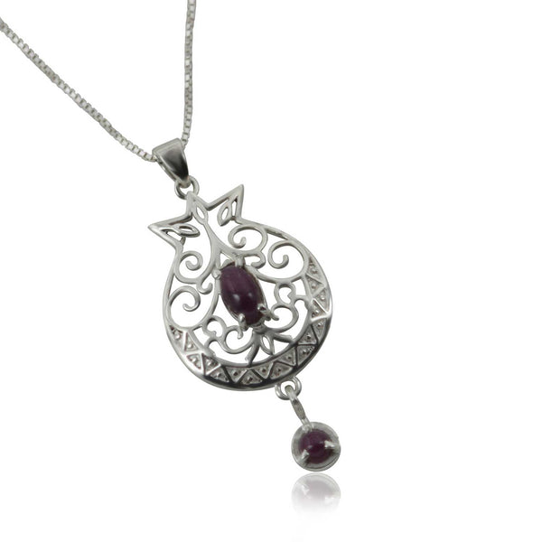 שרשרת רימון בשיבוץ אבן רובי