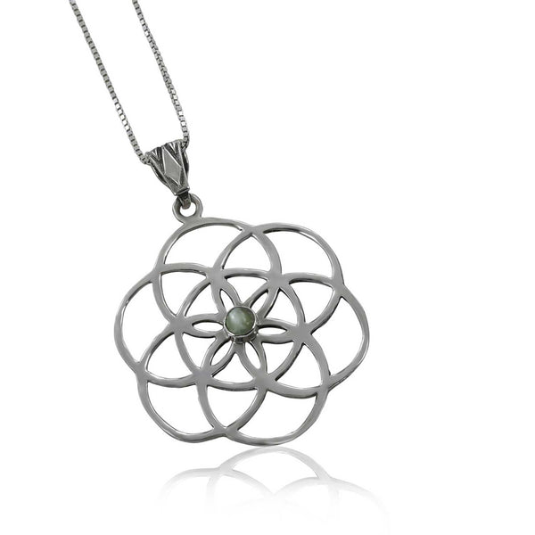 שרשרת זרע החיים בשיבוץ אבן עין החתול