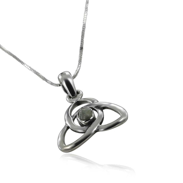 שרשרת ותליון קשר טורוס מכסף בשיבוץ אבן עין החתול קריסובריל / רובי