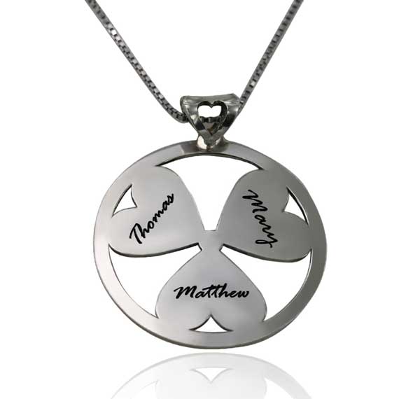 שרשרת 3 שמות ילדים לבבות