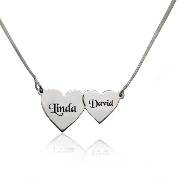 שרשרת לב לחריטה של שמות ילדים בעברית / אנגלית